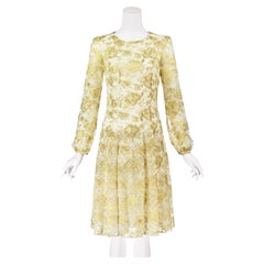 OSCAR DE LA RENTA Resort 2016 White & Gold Lace Dress by Peter Copping, SZ 8