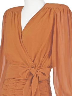 EMANUEL UNGARO PARALLÈLE Circa 1980-83 Iridescent Orange Silk 2-Piece Dress, SZ4