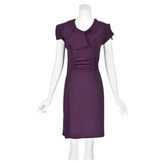 Oscar de la Renta Fall 2011 Runway Look #19 Plum Wool Sculptural Ruffle Dress S4
