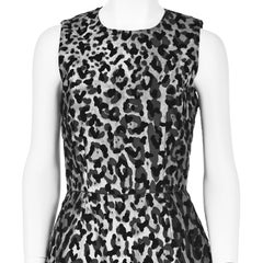 DOLCE & GABBANA circa 2012 Silver & Black Flocked Leopard Print Peplum Dress SZ2