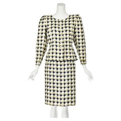 HERMÉS 1996 'Balles de Golf' Silk Skirt Suit by Christiane Vauzelles SZ FR40 US8