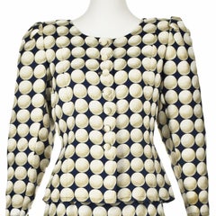 HERMÉS 1996 'Balles de Golf' Silk Skirt Suit by Christiane Vauzelles SZ FR40 US8