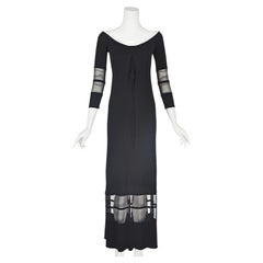 CHADO RALPH RUCCI c.2004 Black Jersey & Sheer Mesh Evening Gown with Train SZ SM