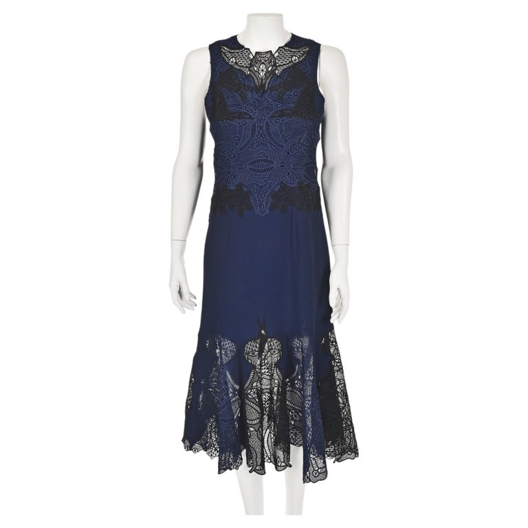 jonathan simkhai blue lace dress Women's Window Trumpet - Midnight Scalloped eyelash lace detailing dress dresses dreses After Glow Mini Solid US Size:14w