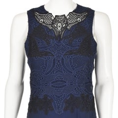 JONATHAN SIMKHAI c. 2017 Midnight Blue and Black Guipure Lace Trumpet Dress, SZ4