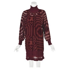 JEAN PAUL GAULTIER Maille Femme 1990s Burgundy Silk Devoré and Knit Dress, SZ M