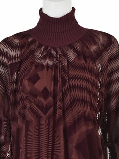 JEAN PAUL GAULTIER Maille Femme 1990s Burgundy Silk Devoré and Knit Dress, SZ M