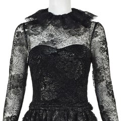 Jean-Louis Scherrer 1980s Black Velvet & Lacquered Lace Cocktail Dress, SZ XS