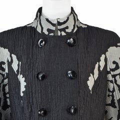 GIORGIO ARMANI 2009 Black & Gray Baroque Floral Jacquard Wool Blend Coat, SZ 10