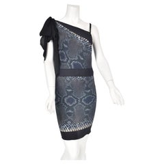 Prada Spring 2009 Python Print Silk Asymmetric Bow Backless Cocktail Dress, SZ 4