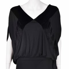 GUCCI 2009 Frida Giannini Black Viscose Jersey & Velvet Blouson Dress, SZ 4