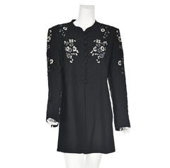 SONIA RYKIEL Vintage Long Black Beaded and Embroidered Jacket, SZ FR44 US12