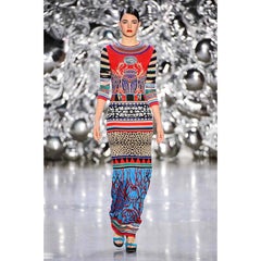 NAEEM KHAN Red and Gold Knit Egyptian Mystery Dress with Scarab Beetle, SZ SM