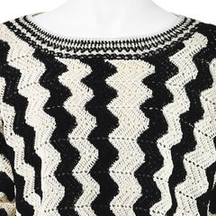 SPENCER VLADIMIR Schwarz & Elfenbein, 100 % Seide, handgestrickter Pullover, Größe SM, Oversize
