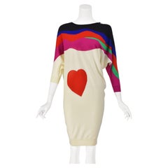 ALEXANDER McQUEEN c.2015 Wool Intarsia Knit Dolman Sleeve Pullover Dress SZ XS/S