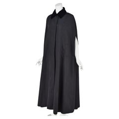 Vintage 1970s Lord & Taylor Black Moiré & Velvet Collar Opera Cloak Cape
