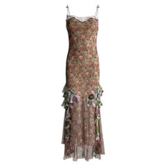 Christian Dior F/W 2001 Floral Silk Dress