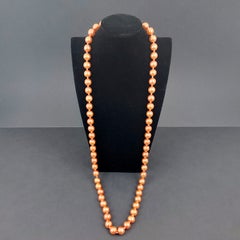 Escada Vintage Salmon Pink Pearl Necklace with Gold Toned Rhinestone Closure