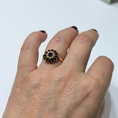 Antique Victorian Bohemian Cocktail Ring With Garnet And Pearls