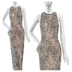 Robe de soirée vintage Oleg Cassini « Black Tie » de Neiman Marcus, en soie pailletée, taille US 6