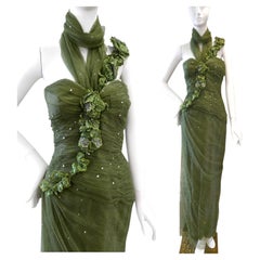 Bellville Sassoon Lorcan Mullany Green Silk Embellish Evening dress US 12