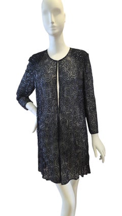 Cappotto da sera vintage in seta con perline di Frank Usher, anni '80, taglia S (US 4-6)