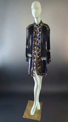 Vintage-Abendjacke von Frank Usher aus reiner Seide mit aufwendiger Paillettenverzierung, 1980er Jahre, Größe S