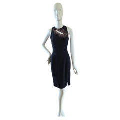 Versace Collection Black Crystal Embellished Cutout Cocktail Dress UK 10 US 6