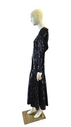 Racil Black All-Over Sequin Long Sleeve Evening Maxi Dress UK 10 US 6