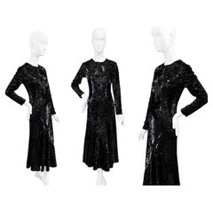Racil Black All-Over Sequin Long Sleeve Evening Maxi Dress UK 10 US 6