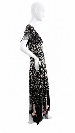 Temperley London Candy Black mix Art Deco style Sequinned Evening dress UK 10
