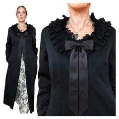 1960s Christian Dior Lingerie Black Boudoir Night Gown dress coat UK 12 14