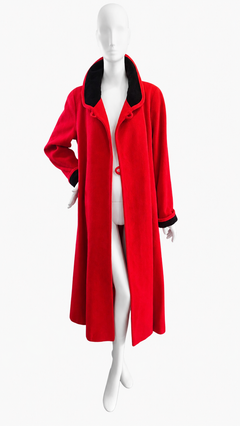 Vintage Harrods Knightsbridge Red Wool & Cashmere Full-Length Coat UK 14 US 10