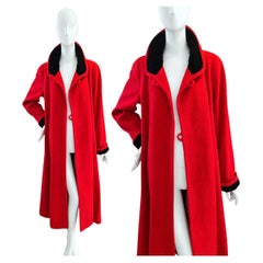 Vintage Harrods Knightsbridge Red Wool & Cashmere Full-Length Coat UK 14 US 10