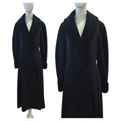Vintage-Reitmantel aus schwarzer Wolle und Kaschmir von Laura Ashley, in voller Länge, Größe UK 12, US 8