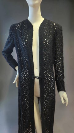 Original 1920s Black Lace Evening Coat by R. King & Son, Bath England Size S