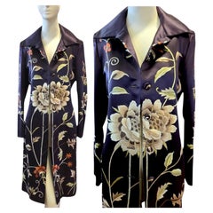 Vintage Nicole Farhi Embroidered Pure Silk Satin Evening Coat Size UK 8 US 4