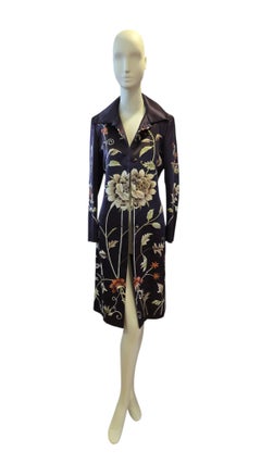 Vintage Nicole Farhi Embroidered Pure Silk Satin Evening Coat Size UK 8 US 4