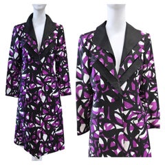 Vintage Frank Usher Silk Purple Black White Geometric Jacket suze UK 10 US 6