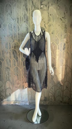1920s style Art Deco flapper inspired Beaded Dress with accessories UK 8 US 4