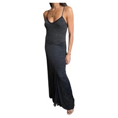 Roberto Cavalli FW2001 Beaded Tiger Knit Gown Dress