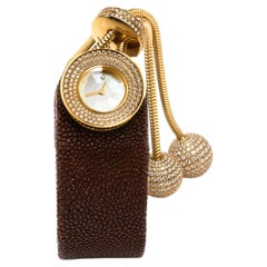 Van Cleef & Arpels Ludo 18k Yellow Gold Pampille Diamond Watch In Box