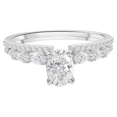 1.11 Ct Moissanite Marquise and Round Ring in 18K White Gold