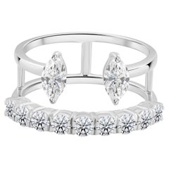1.21 Ct Moissanite Marquise and Round Ring in 18K White Gold