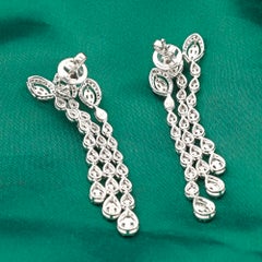 2.36 Ct Moissanite Baguette and Round Earrings in 10K White Gold