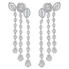 2.36 Ct Moissanite Baguette and Round Earrings in 10K White Gold