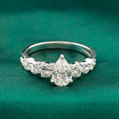 1.33 Ct Moissanite Marquise and Round Ring in 18K White Gold