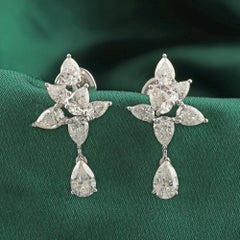3,40-Karat-Moissanit-Ohrringe in Marquise-Schliff aus 18-karätigem Weißgold