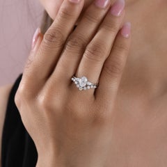 1.55 Ct Moissanite Marquise and Round Ring in 18K White Gold