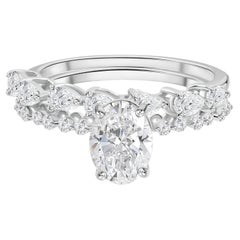 1.66 Ct Moissanite Marquise and Round Ring in 18K White Gold